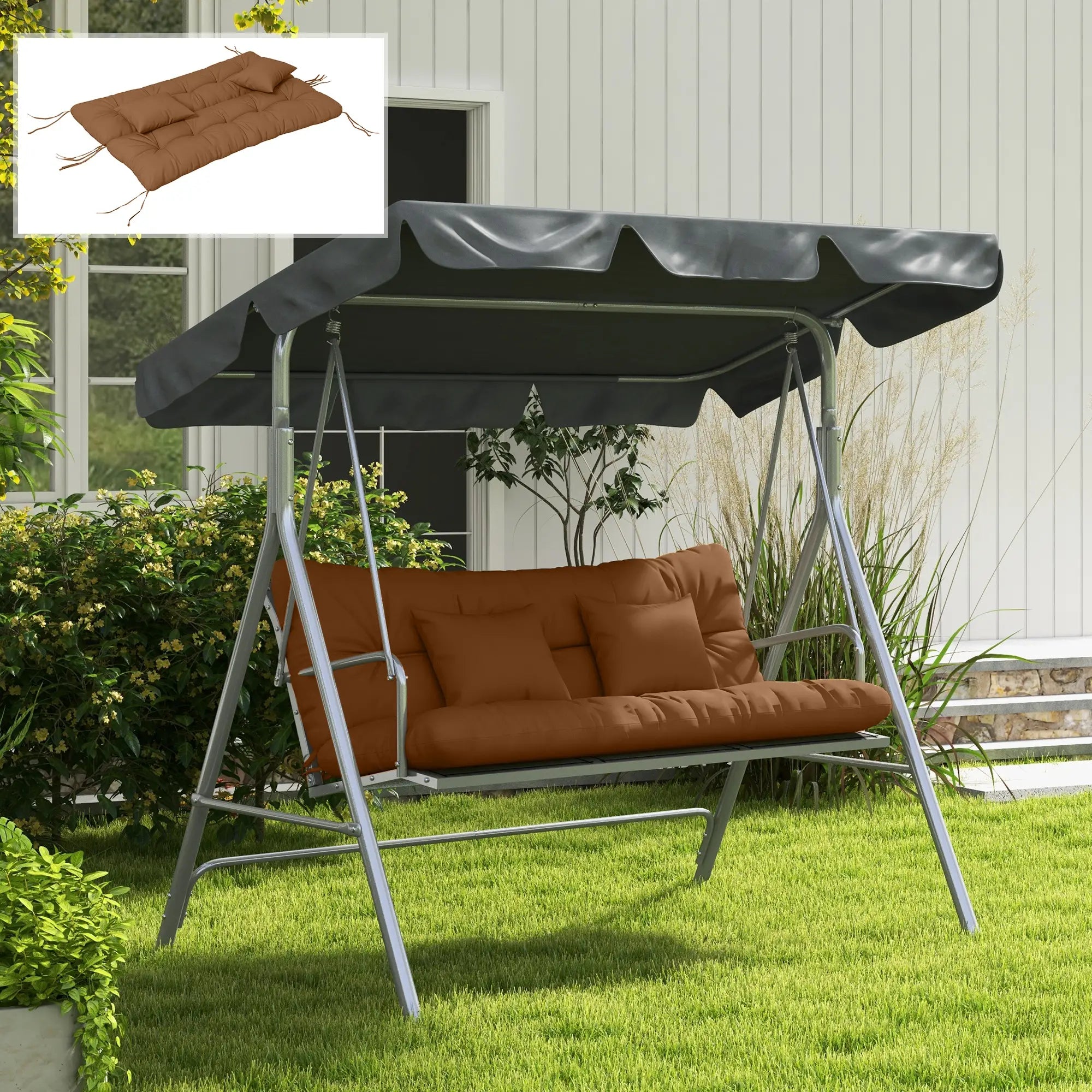 4-Piece Patio Chair Cushion Set, Back and Seat Pillows, Tan Patio Chair Cushions at Gallery Canada