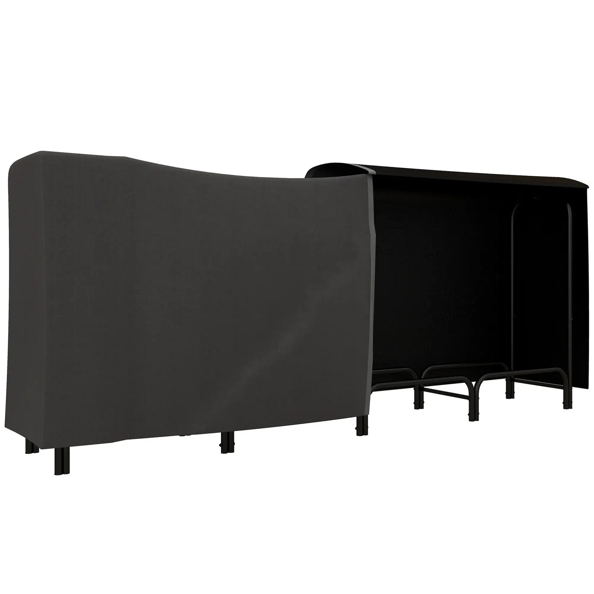 8ft Outdoor Firewood Rack With Cover, Adjustable Wood Storage, Black Firewood Racks at Gallery Canada