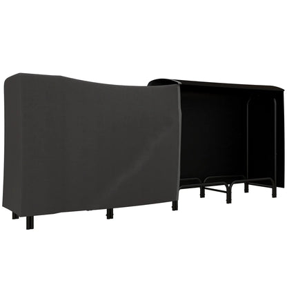 8ft Outdoor Firewood Rack With Cover, Adjustable Wood Storage, Black Firewood Racks at Gallery Canada