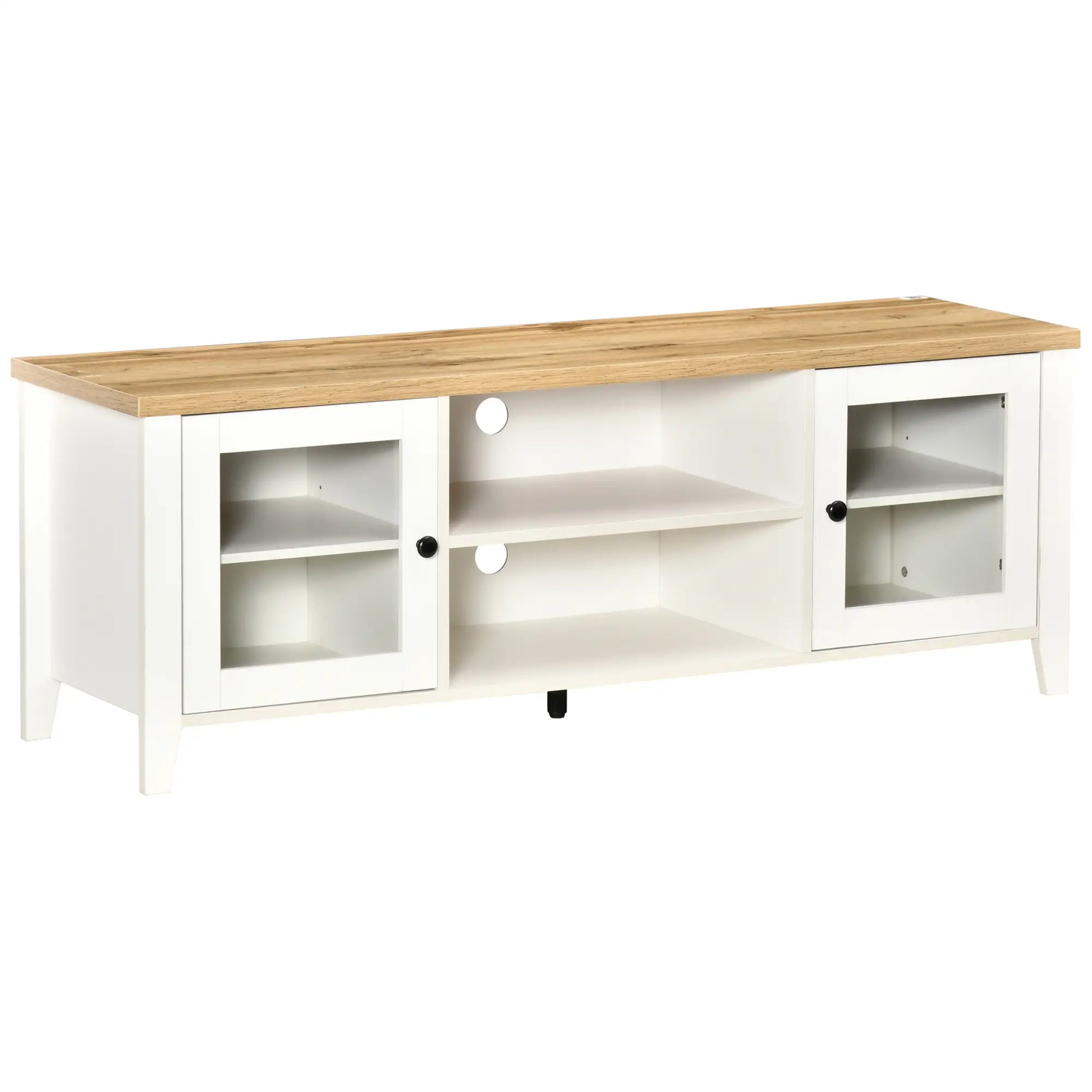 Fireplace TV Stand for 60 Inch TVs, Wood Cabinet with Storage, Oak, White TV Stands White at Gallery Canada