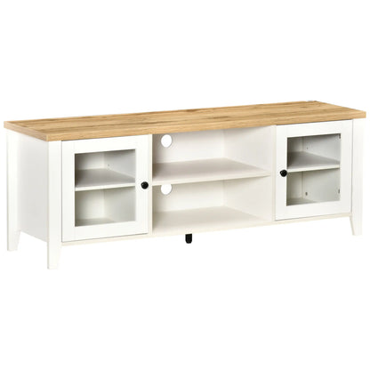 Fireplace TV Stand for 60 Inch TVs, Wood Cabinet with Storage, Oak, White TV Stands White at Gallery Canada