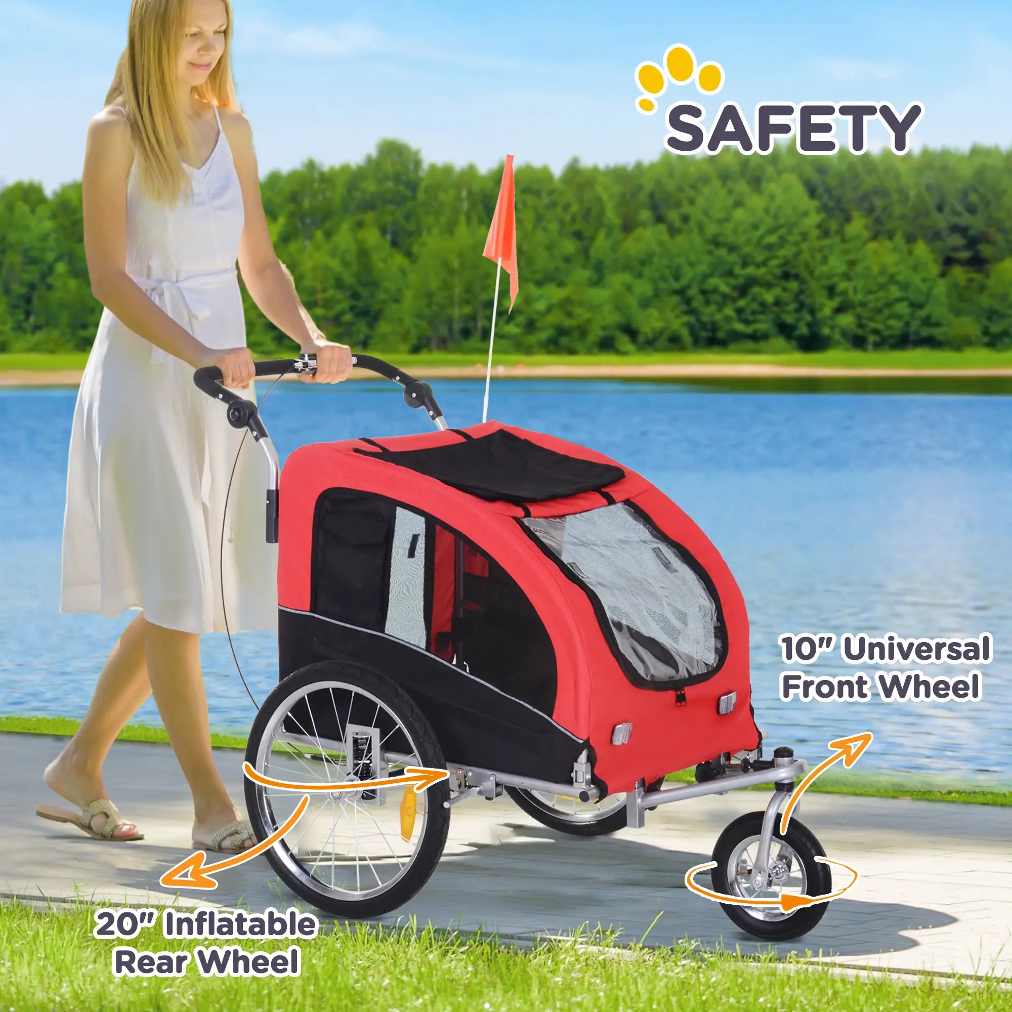 Elite II Dog Bike Trailer, 2-In-1 Pet Stroller, Red Dog Bike Trailers & Strollers at Gallery Canada