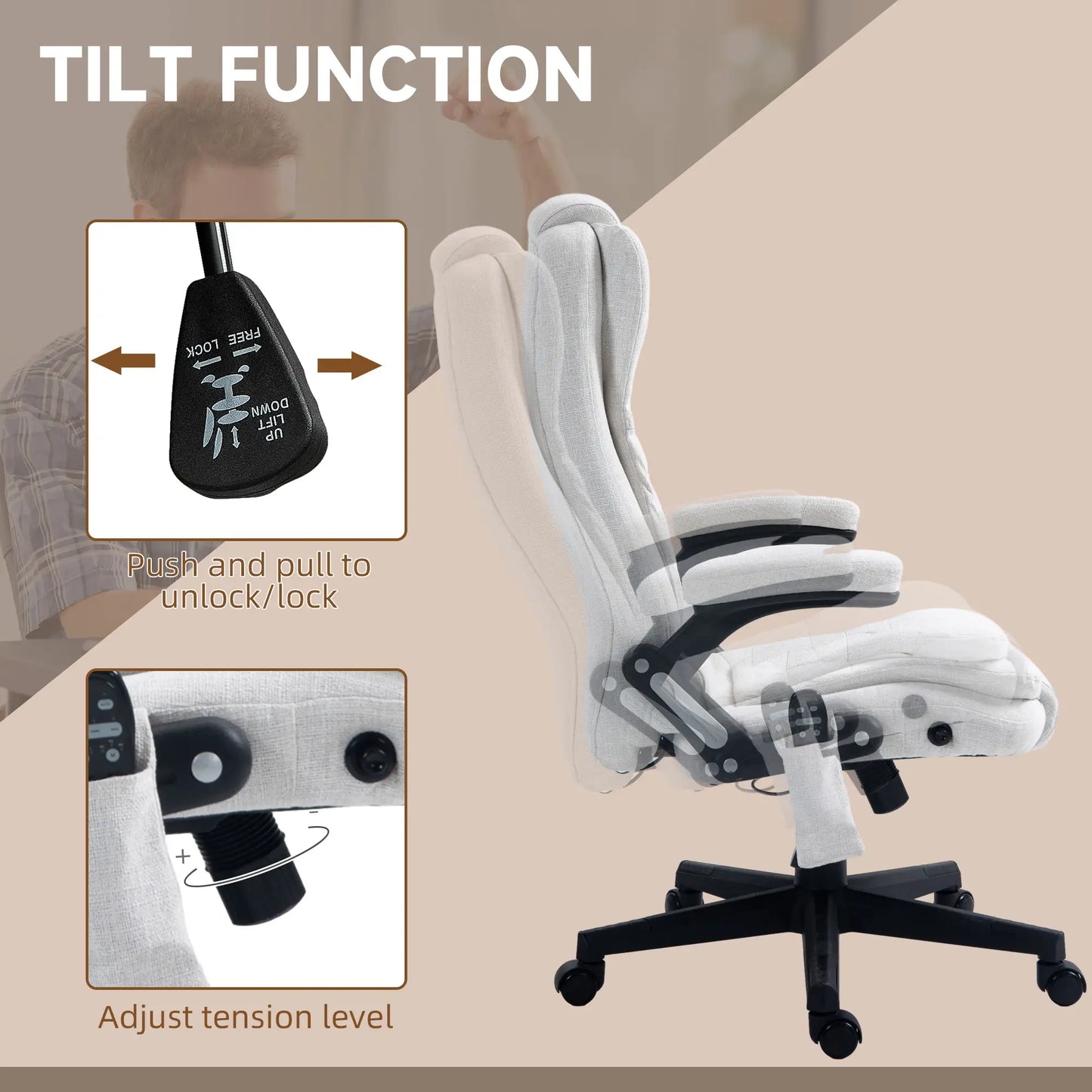 Reclining Massage Office Chair, High Back, Swivel Wheels, White Massage Chairs at Gallery Canada