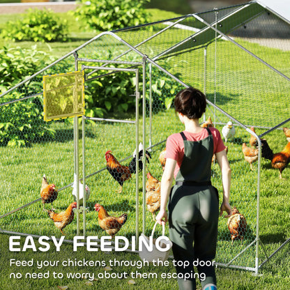 Large Metal Chicken Run, Waterproof UV-Resistant Cover, Feeding Door, Hanging Feeder, Perch, 18-24 Chickens Chicken Coops at Gallery Canada