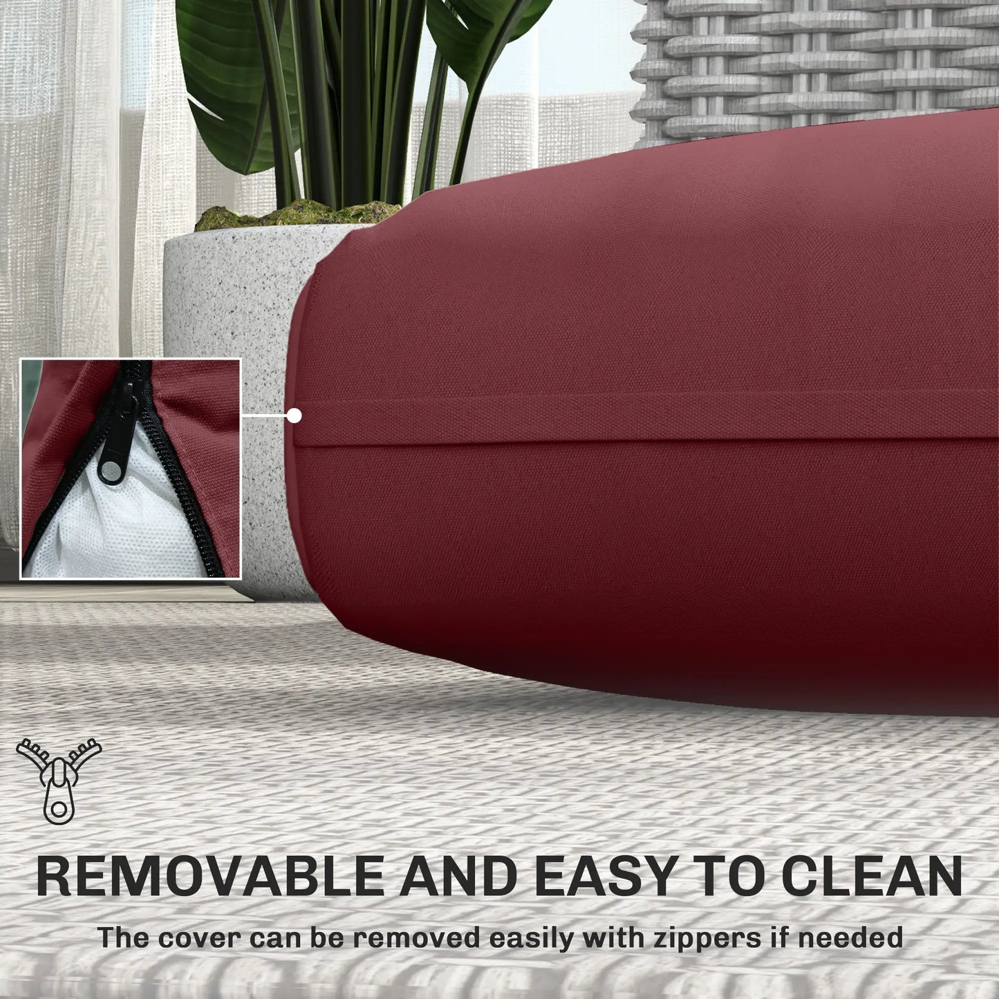 Outdoor Seat Cushions With Backrest, Loveseat Double Sofa, Wine Red Patio Chair Cushions at Gallery Canada