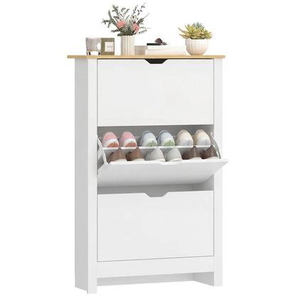 Shoe Storage Cabinet, 3 Flip Drawers, Adjustable Shelves, 9-18 Pairs, White Shoe Storage Cabinets & Racks at Gallery Canada