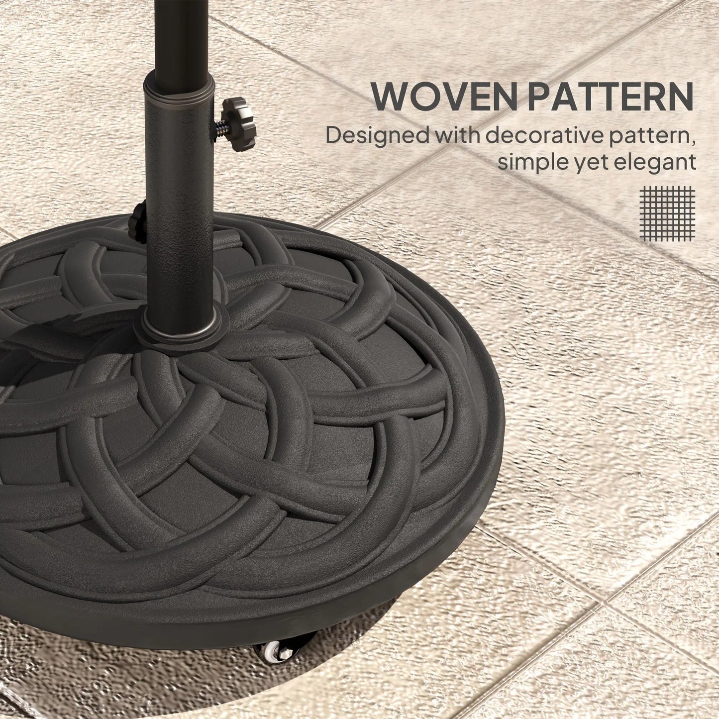 Round Patio Umbrella Base With Wheels, 44 Lbs Resin Stand, 1.3"/1.5"/1.9" Poles, Black Umbrella Bases at Gallery Canada