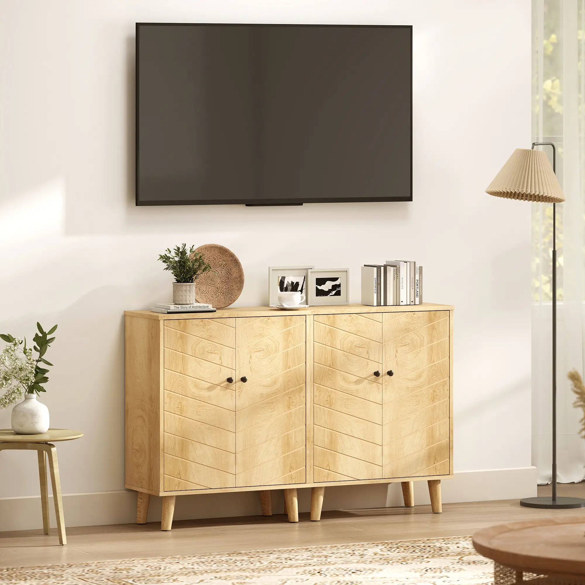 Storage Cabinet with Doors, Shelf, Wood Legs, Living Room, Bathroom Kitchen Pantry Cabinets at Gallery Canada
