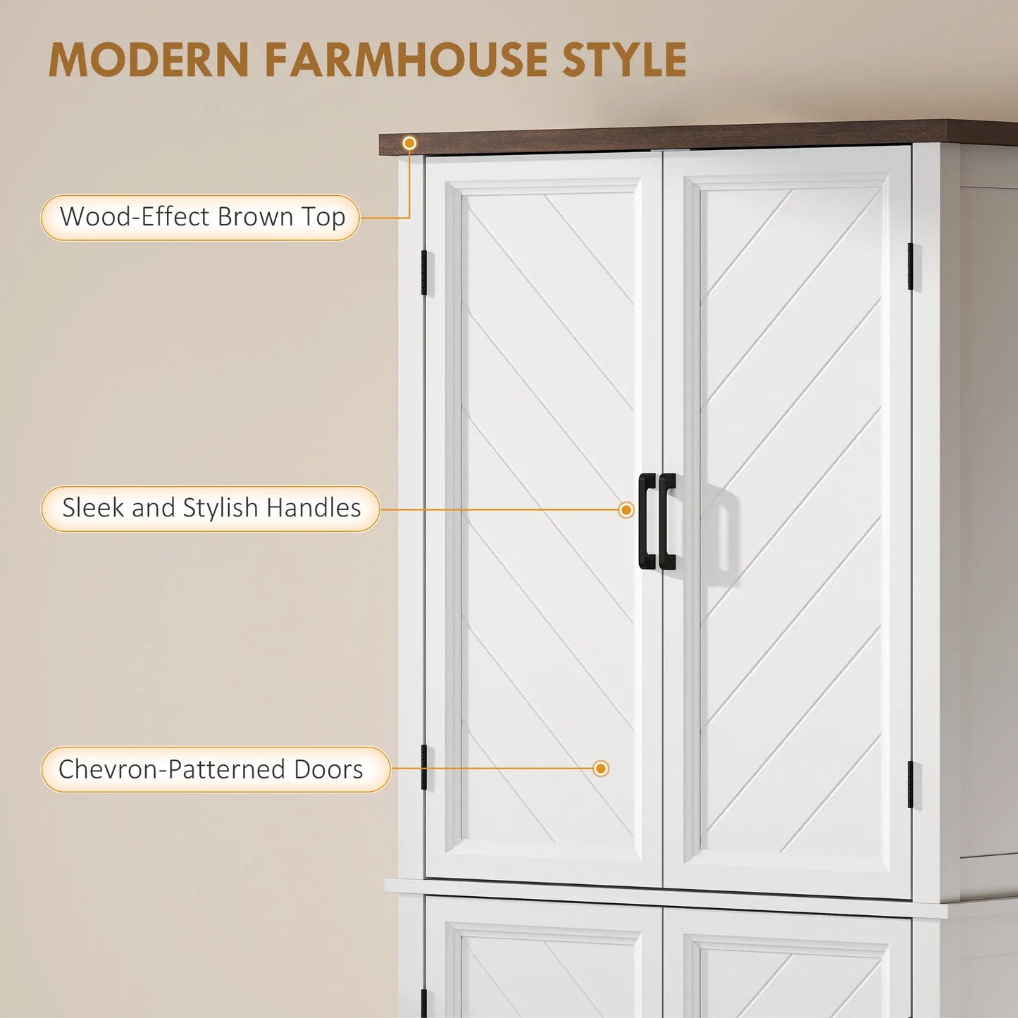 70" Tall Kitchen Cabinet, 4 Doors, 4 Adjustable Shelves, White Kitchen Pantry Cabinets at Gallery Canada