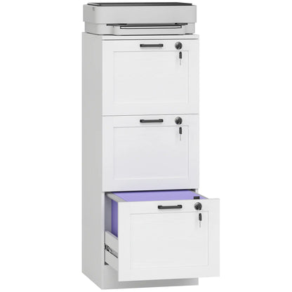 Vertical 3-Drawer Filing Cabinet, Lock, A4 Letter Size, White Office Cabinets & Cupboards at Gallery Canada