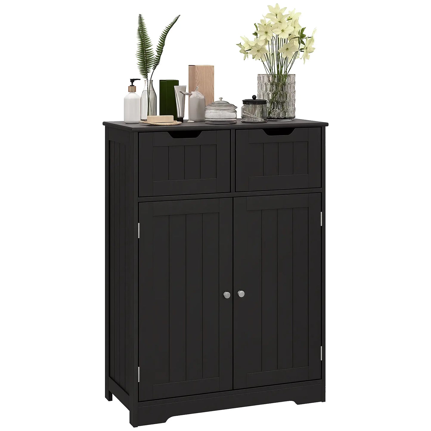 Bathroom Storage Cabinet, 2 Drawers, Adjustable Shelf, Black Bathroom Cabinets at Gallery Canada