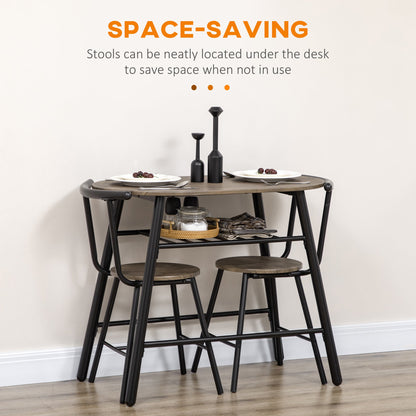 3-Piece Dining Table Set, Oval Kitchen Table and 2 Chairs, Small Breakfast Table Set with Metal Frame, Built-in Wine Rack for Small Space, Dining Room, Living Room at Gallery Canada