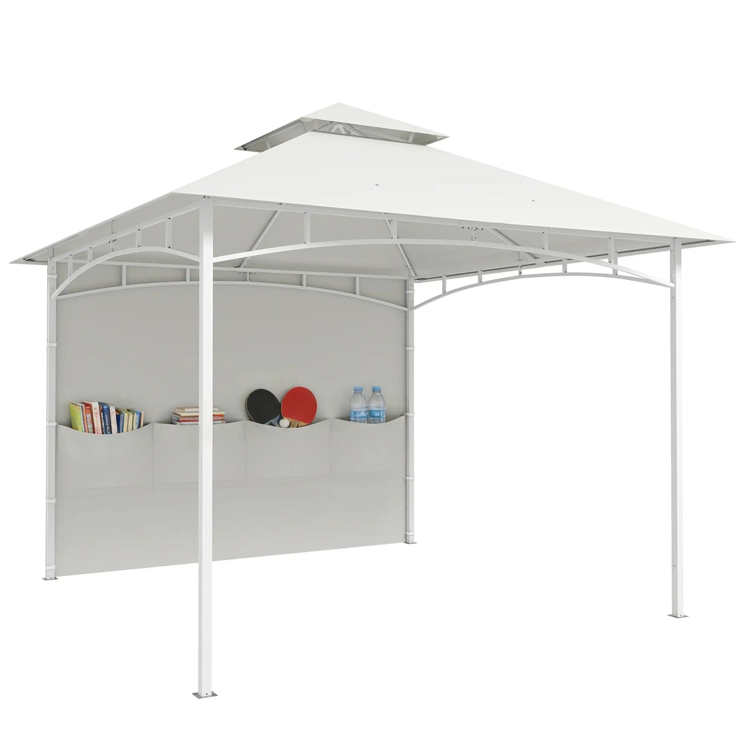 10' x 10' Patio Gazebo, Double Roof Canopy With Storage, Cream White Gazebos at Gallery Canada