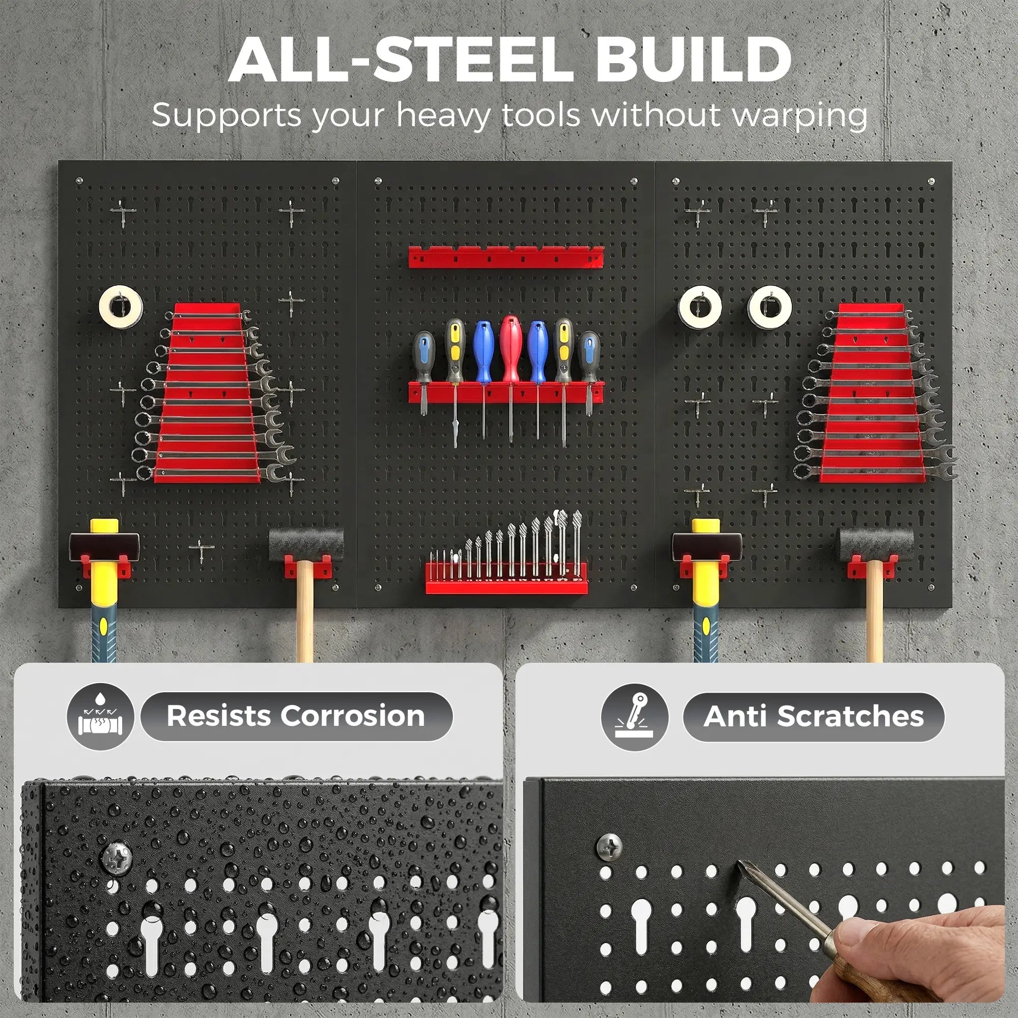 28 Piece Metal Peg Board with Accessories, Shelf Tool Organizer, Black and Red Tool Organizers at Gallery Canada