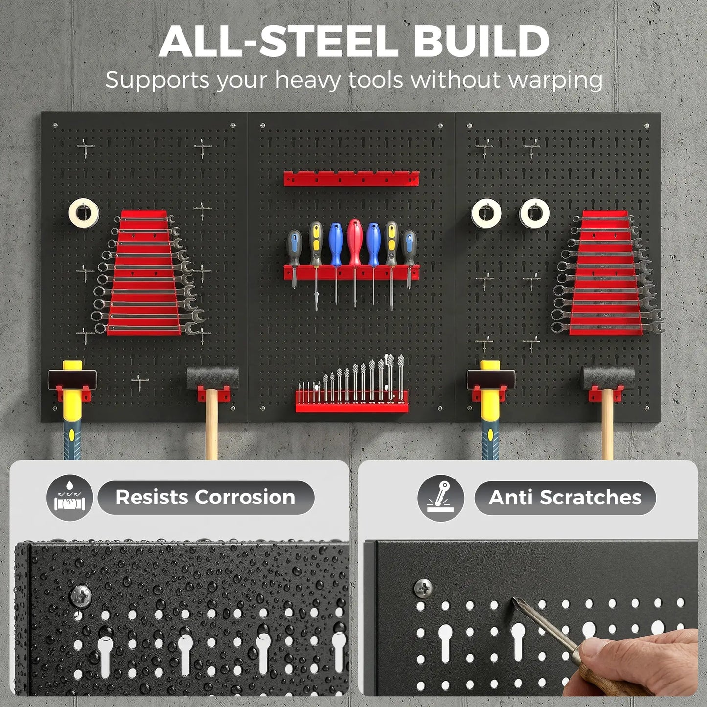 28 Piece Metal Peg Board with Accessories, Shelf Tool Organizer, Black and Red Tool Organizers at Gallery Canada
