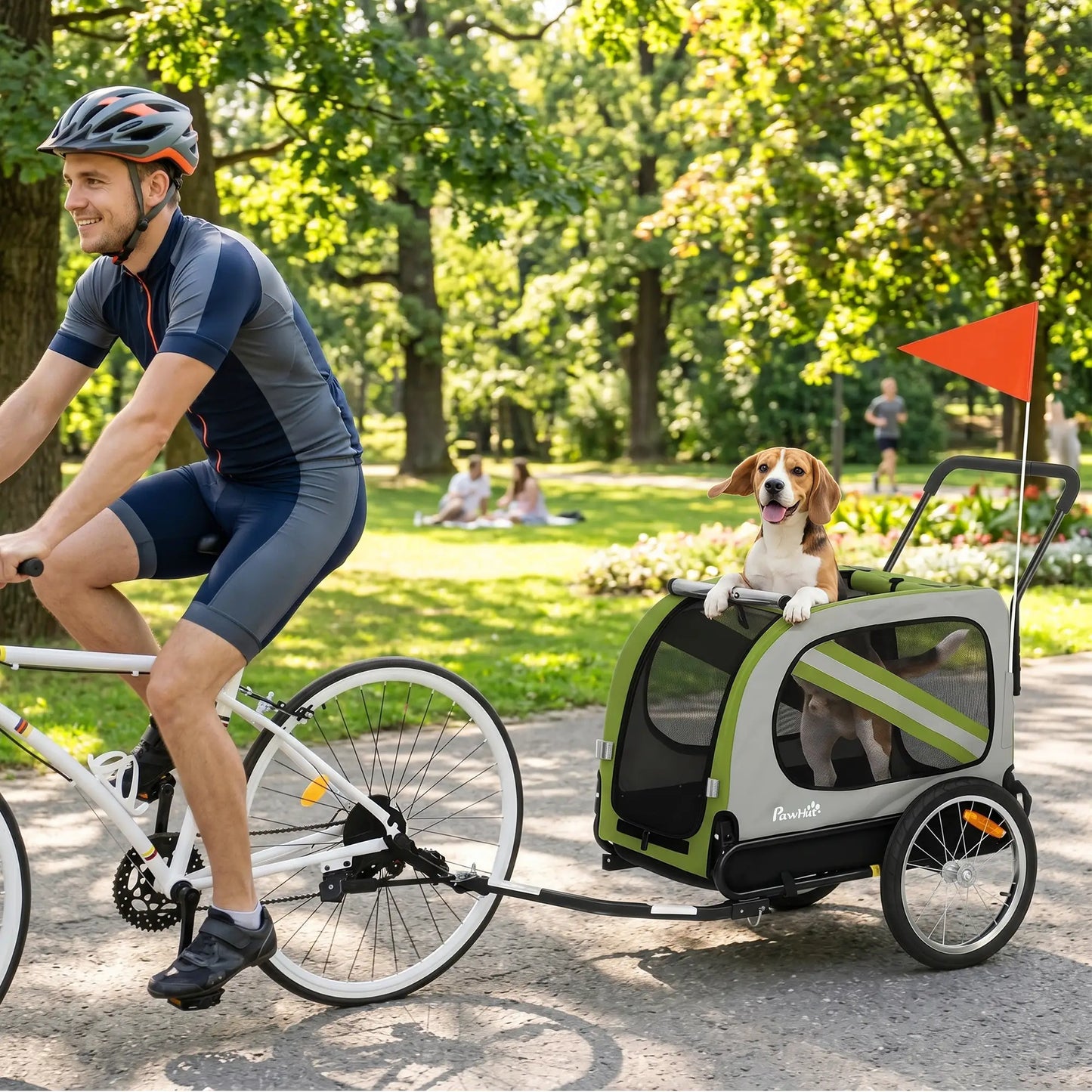2-in-1 Dog Bike Trailer Pet Stroller, Green