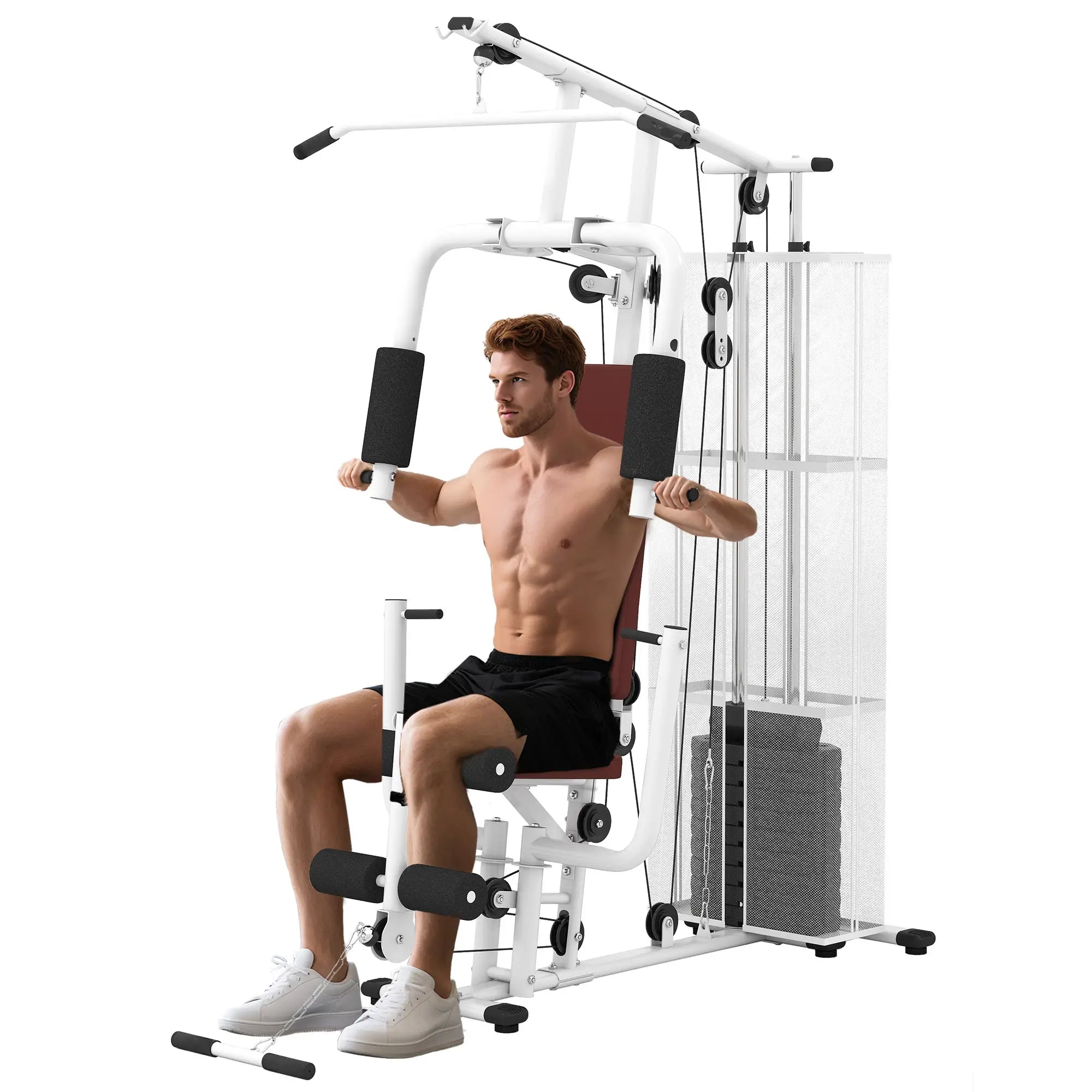 Multifunction Home Gym, 100Lbs Weight Stack, Lat Pulldown, Leg Extensions, White Power Towers at Gallery Canada