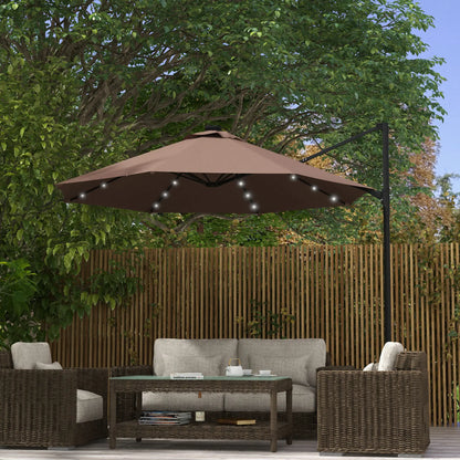 9.5'x8.5' Cantilever Umbrella, Solar LED Lights, 360° Rotation Cantilever Umbrellas at Gallery Canada