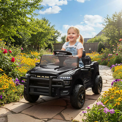 12V Ride On Car, Dodge RAM 3500, Remote Control, Suspension, Black Electric Toy Cars at Gallery Canada