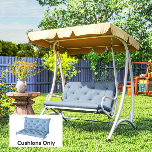 Garden Bench Cushion, 2 Seater with Backrest, Non-Slip Thick Pad, Blue