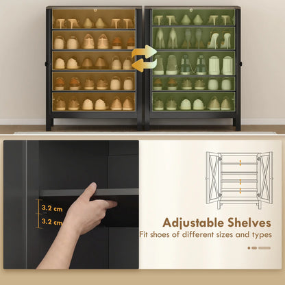 Shoe Cabinet With Barn Doors, Adjustable Shelves, 15 Pairs, Black Shoe Storage Cabinets & Racks at Gallery Canada