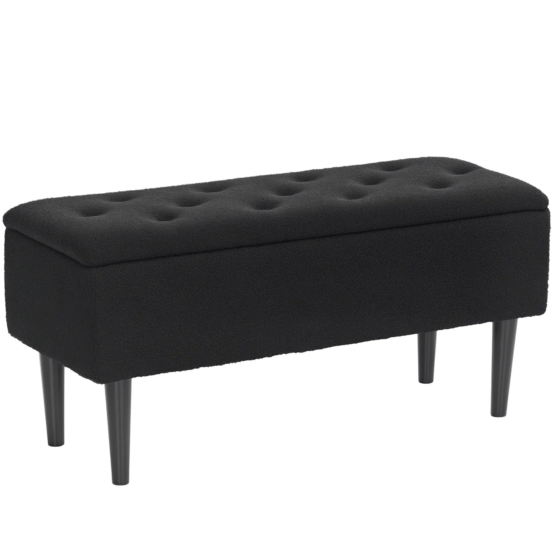 Modern Storage Bench, Ottoman with Storage, Lamb's Wool Upholstery, Black Storage Ottomans & Benches at Gallery Canada