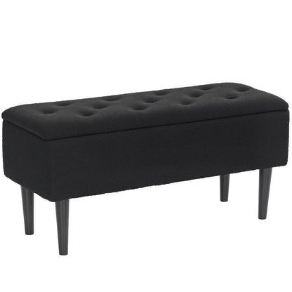 Modern Storage Bench, Ottoman with Storage, Lamb's Wool Upholstery, Black Storage Ottomans & Benches at Gallery Canada