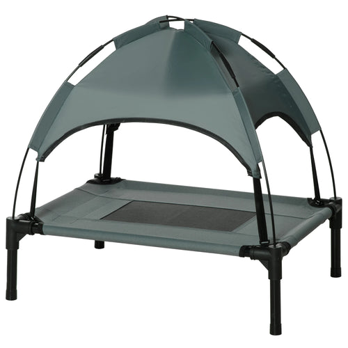 Portable Raised Dog Cot with Canopy, Small-Sized, Grey