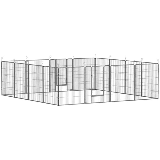 16 Panel 39" Heavy Duty Dog Playpen, Small Medium Large Dogs, Grey Houses, Kennels & Pens Grey at Gallery Canada