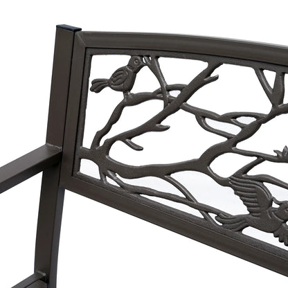 50 Garden Bench, Outdoor Loveseat, Vintage Bird Pattern, Cast Metal, Brown Outdoor Benches at Gallery Canada