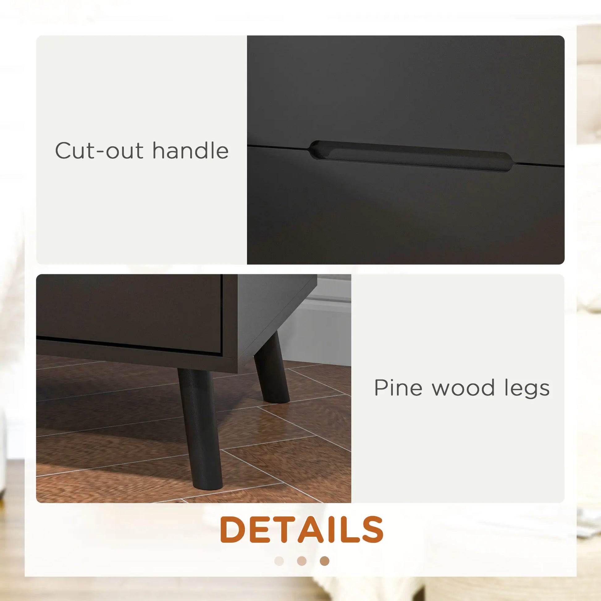 Modern Nightstand, Night Table with 2 Drawers, Bed End Table with Solid Wood Legs for Bedroom Bedside Tables at Gallery Canada