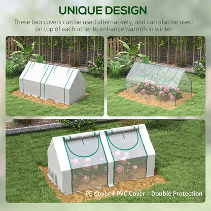 6' x 3' x 3' Portable Mini Greenhouse, 2 PE Covers, Steel Frame, White Mini Greenhouses at Gallery Canada