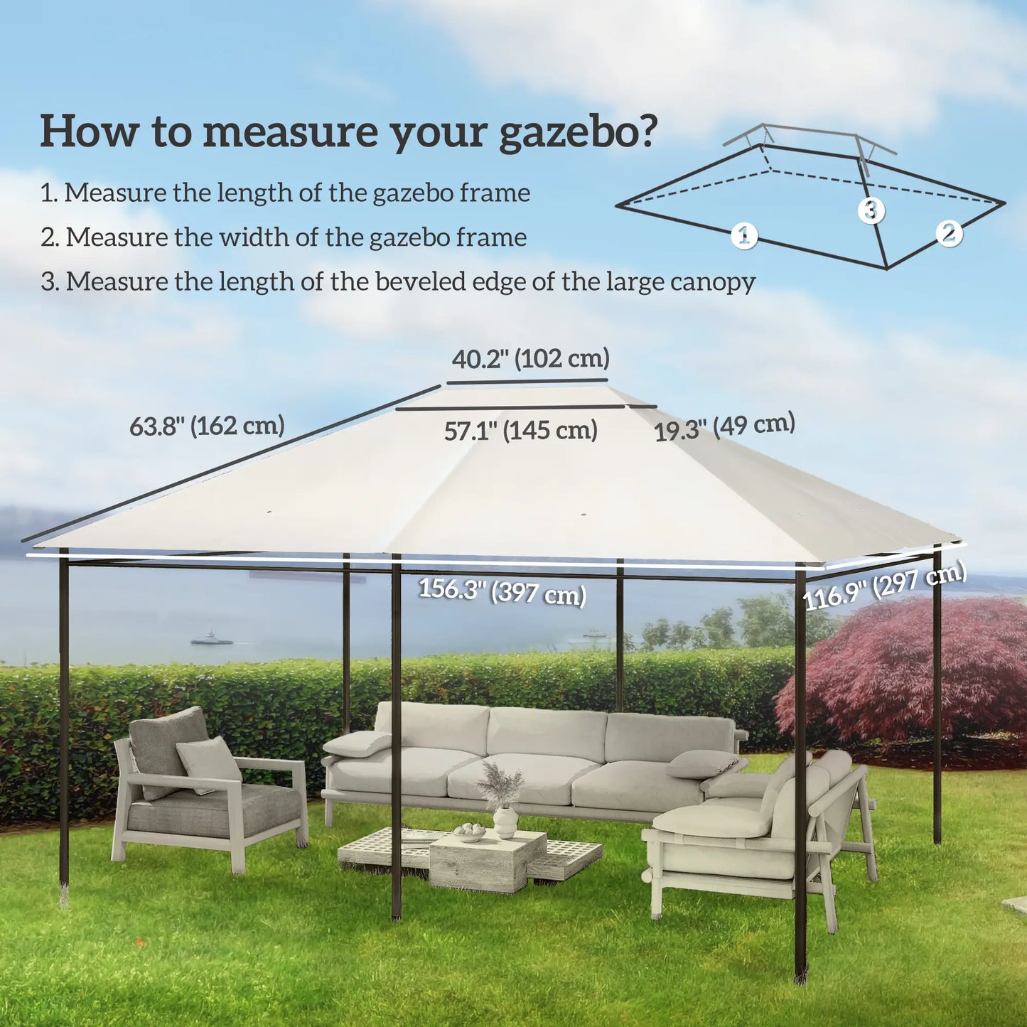 10' x 13' Gazebo Replacement Canopy, Cream White Gazebo Canopy Replacement at Gallery Canada