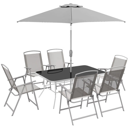 8 Piece Patio Set, 6 Folding Chairs, Rectangle Table, Outdoor Dining, Grey Outdoor Dining Sets at Gallery Canada
