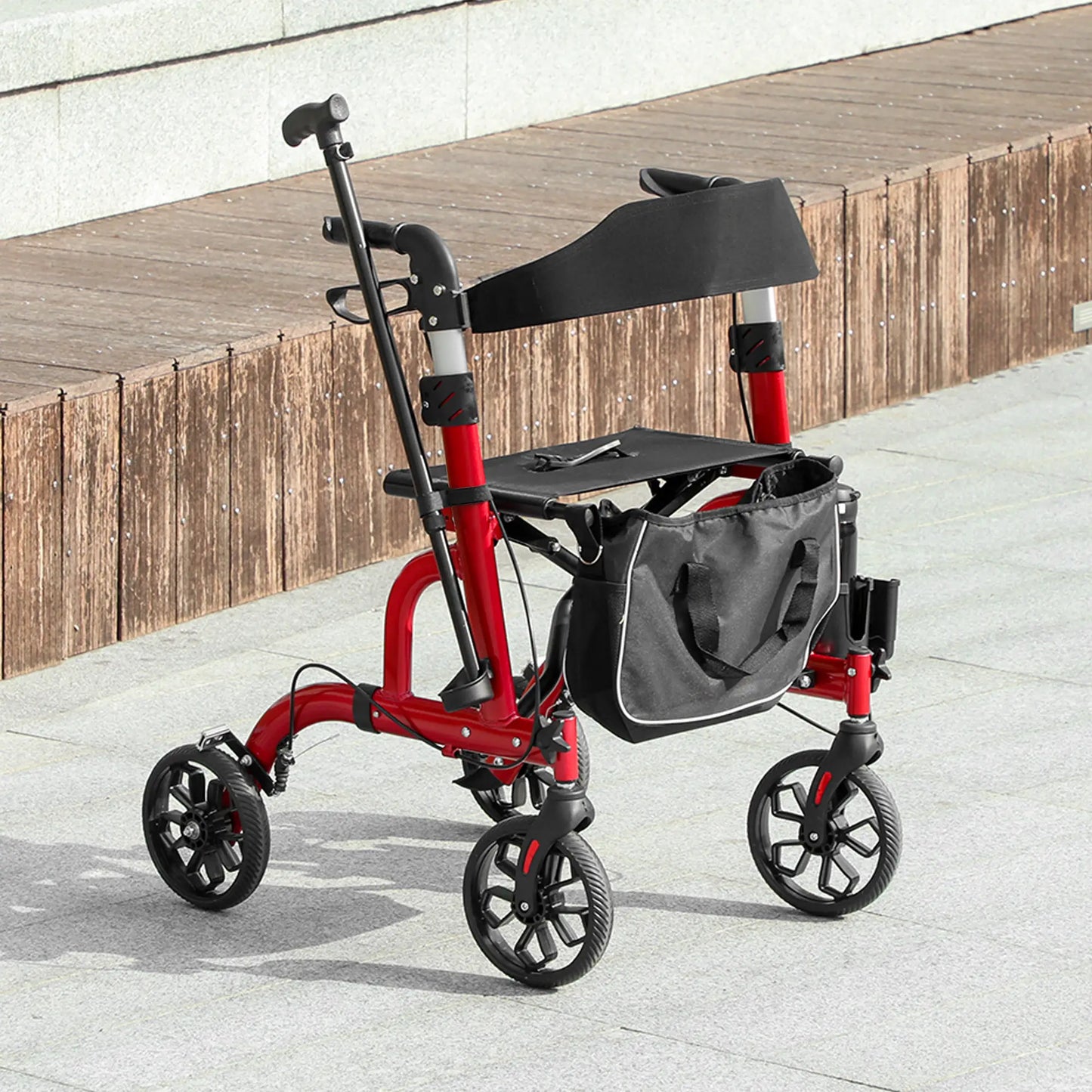 Rollator Walker, 8'' Wheels, Padded Seat, Backrest, Storage Bag, Red Knee Walker & Wheelchair Ramps at Gallery Canada
