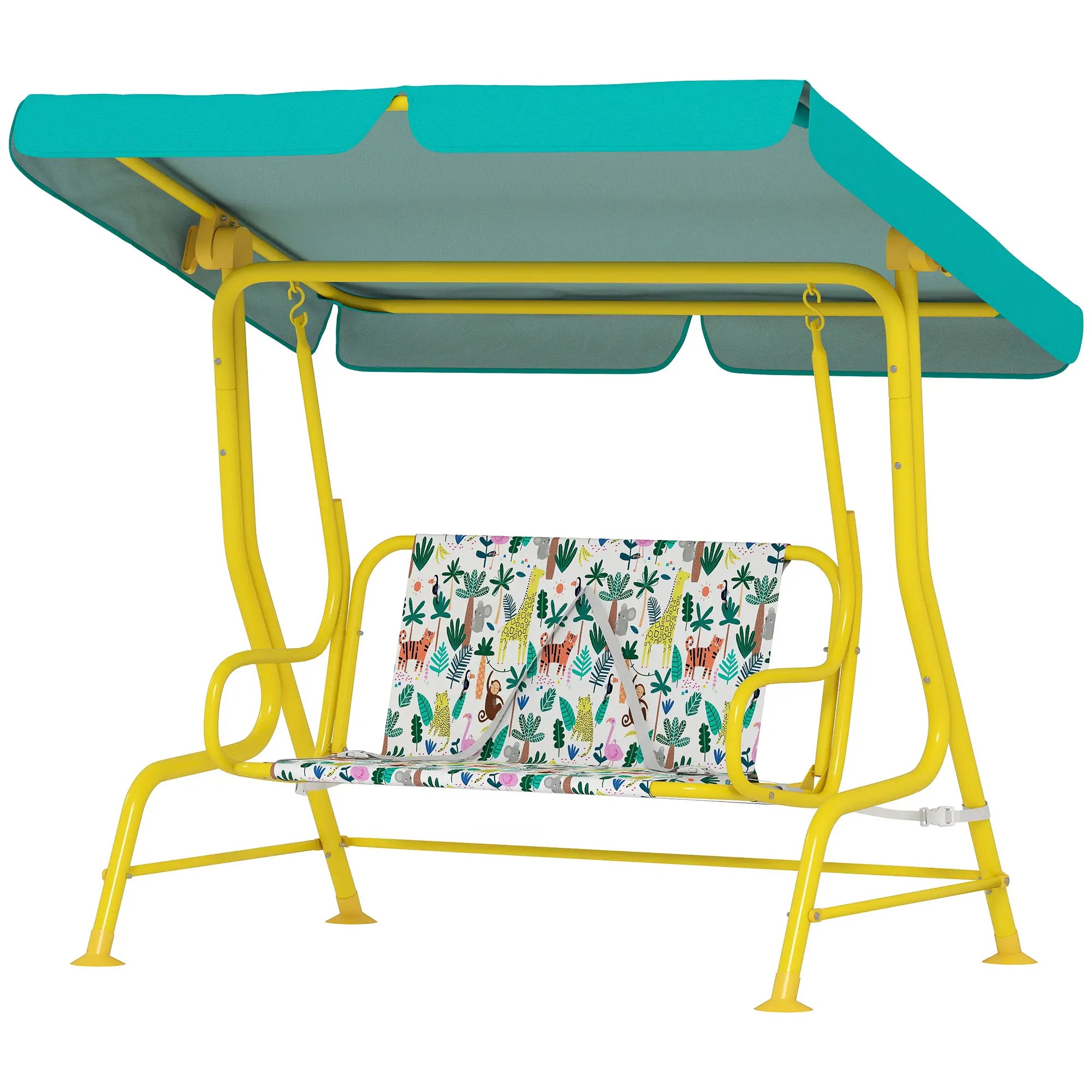 Kids Porch Swing, 2-Seater With Safety Belts, Adjustable Canopy, Green Gym Sets & Swings Green, White at Gallery Canada