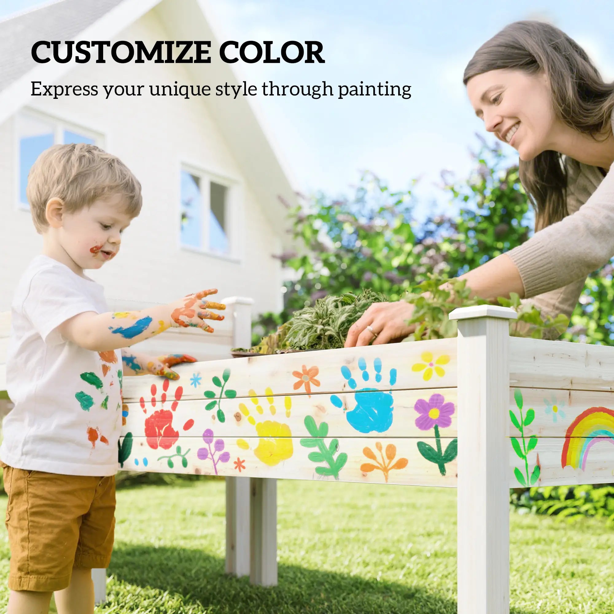 2-Tier Wood Plant Stand, Raised Bed for Flowers Vegetables Herbs Elevated Garden Beds at Gallery Canada