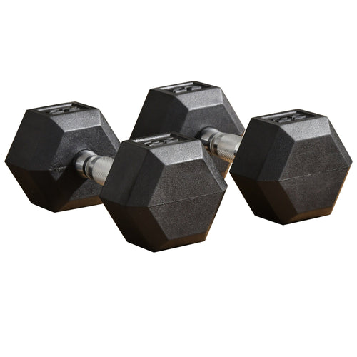 Rubber Dumbbells Weight Set, Total 50lbs(25lbs Each) Dumbbell Hand Weight for Body Fitness Training for Home Office Gym, Black