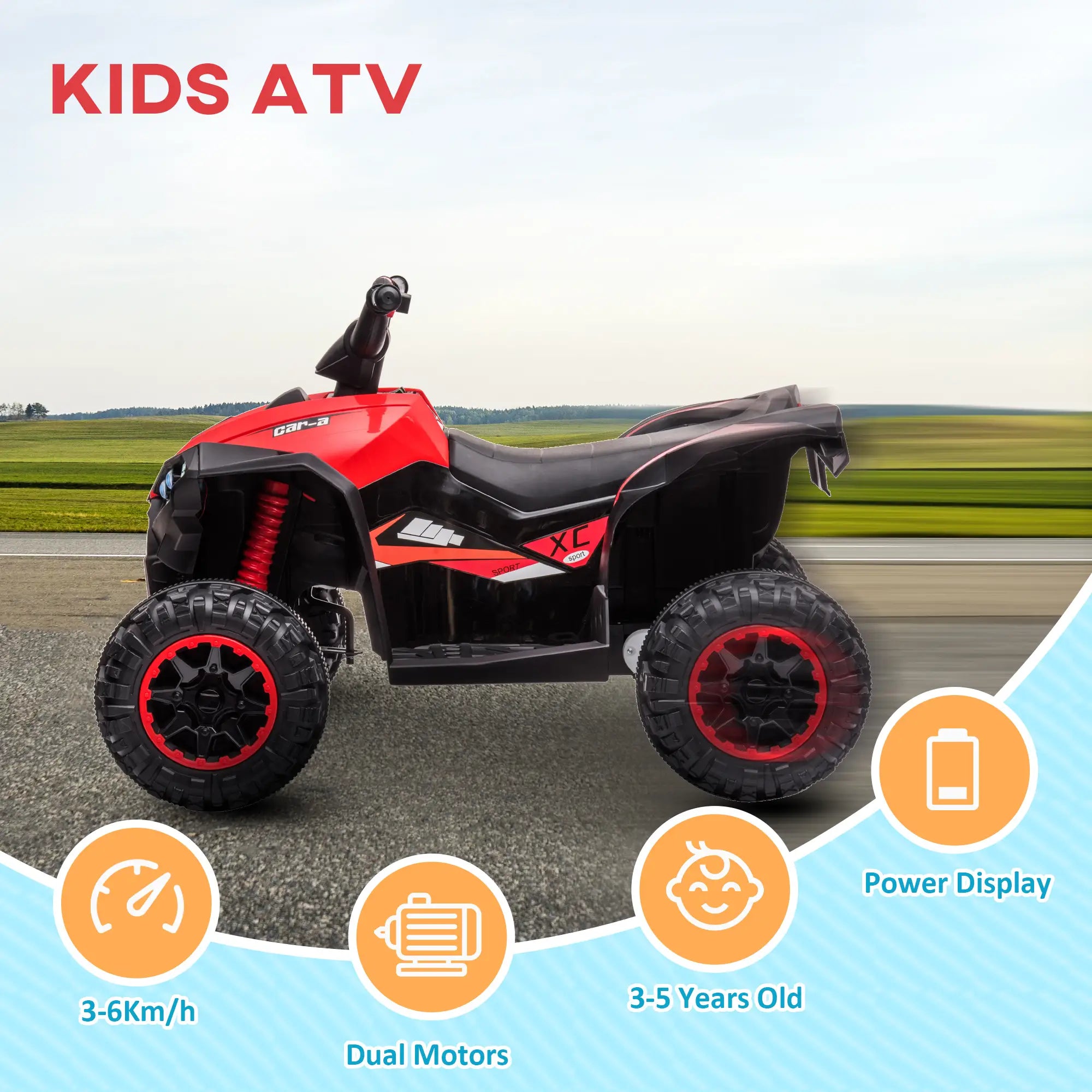 Kids 4 Wheeler Quad, Music, Headlights, High Low Speed, 3-5 Years, Red Electric Toy Cars at Gallery Canada