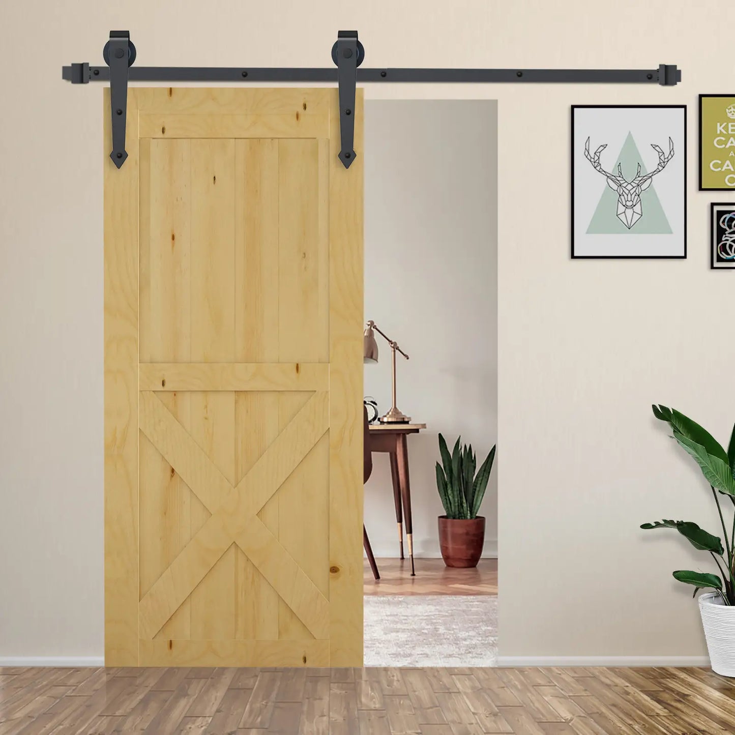 6.6FT Sliding Barn Door Track Kit, Heavy Duty, Fits 39" Door, Brown Door Hardware at Gallery Canada