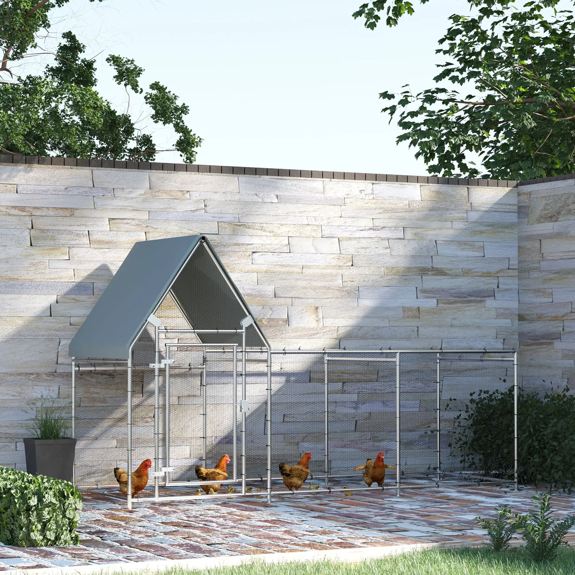 Large Galvanized Chicken Coop, Rabbit Hutch, Water-Resist Cover, 119" x 42" x 68" Chicken Coops at Gallery Canada