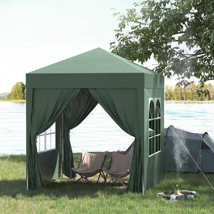 6.6'x6.6' Pop Up Canopy Tent, with Sidewalls, Carry Bag, Green Pop Up Canopies at Gallery Canada