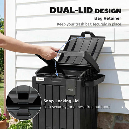 29 Gallon Outdoor Garbage Bin, Dual Lid, Ashtray Drip Tray, Black Garden Accessories at Gallery Canada