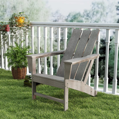 HDPE Plastic Adirondack Chair, High Back, Wide Armrests, Dark Grey Patio Chairs at Gallery Canada