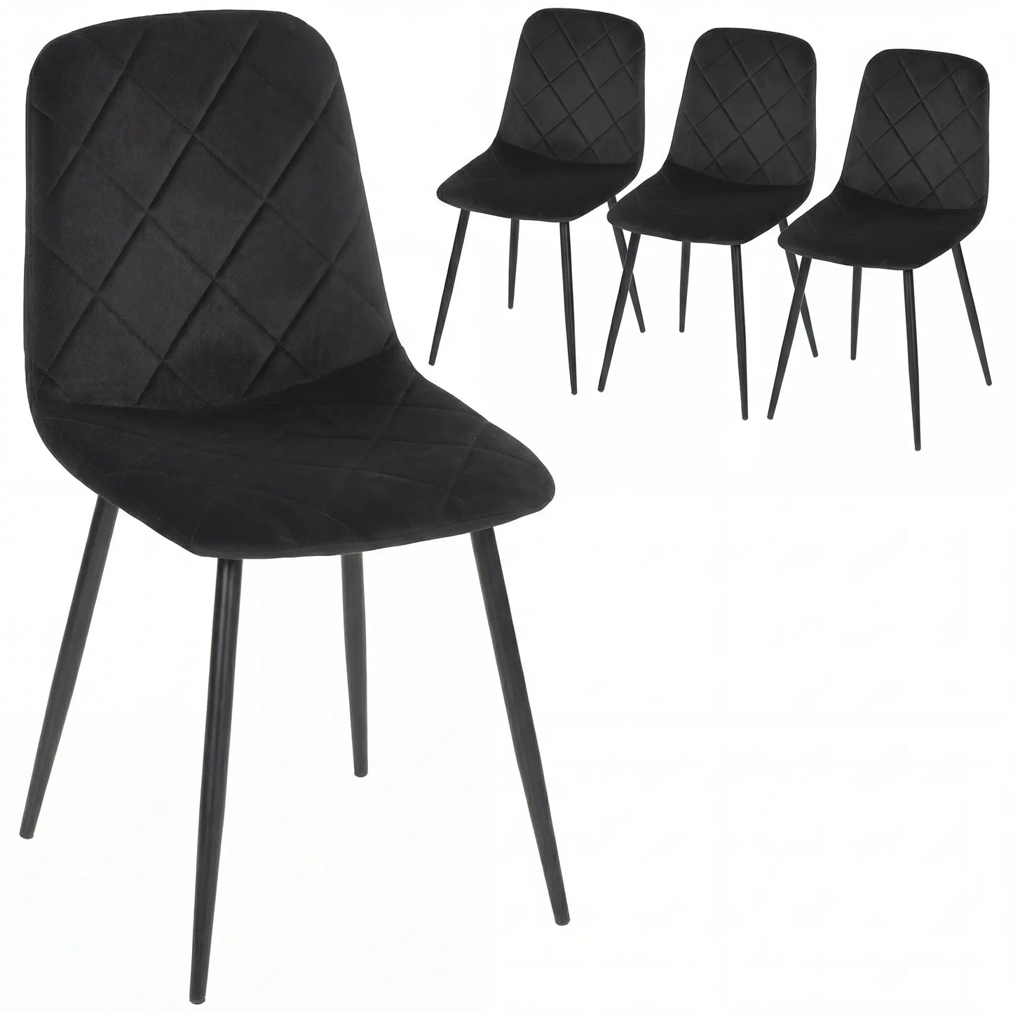 Upholstered Dining Chairs Set of 4, Steel Legs, Modern Kitchen, Black Dining Chairs at Gallery Canada