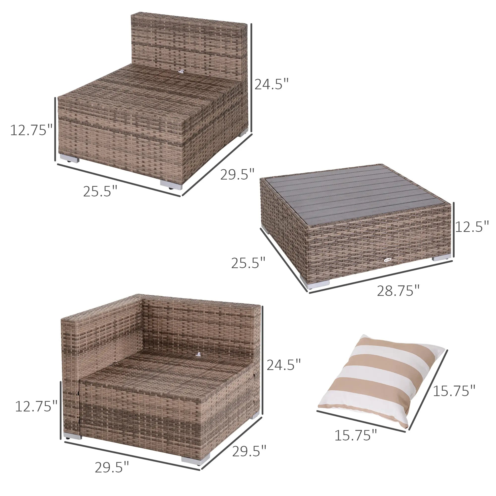 7-Piece Outdoor Wicker Patio Set, All Weather PE Rattan Sofa, Grey Patio Furniture Sets at Gallery Canada