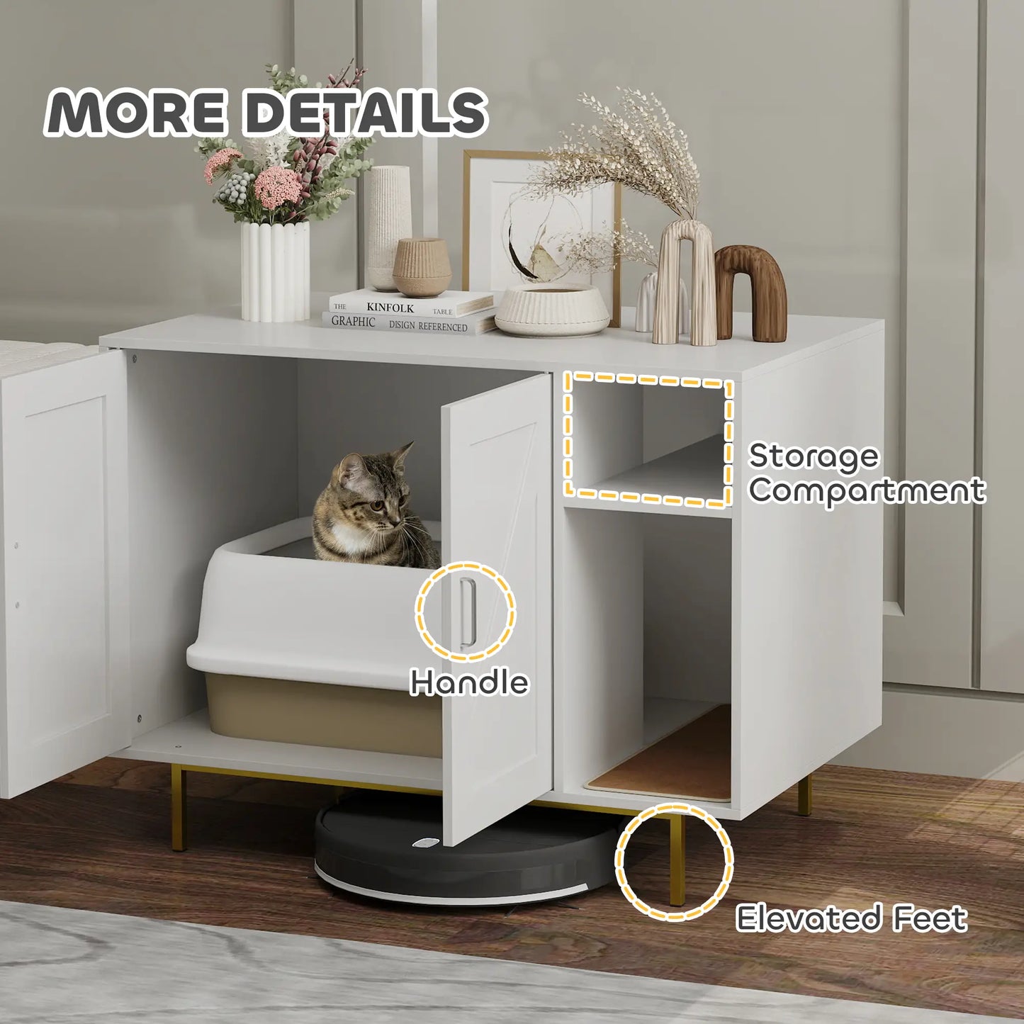Cat Litter Box Enclosure with Scratching Pad, Storage, 31.5" x 20" x 24" Cat Litter Box Enclosures at Gallery Canada
