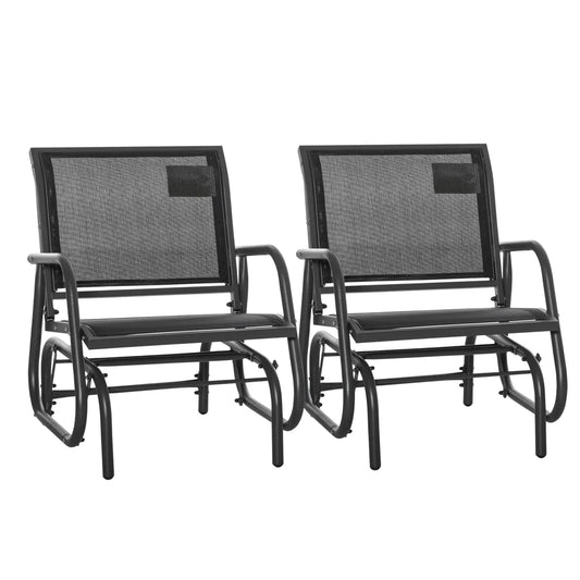 Patio Glider Set, 2 Outdoor Chairs, Breathable Mesh Seat, Black Outdoor Gliders Black, Dark Grey at Gallery Canada
