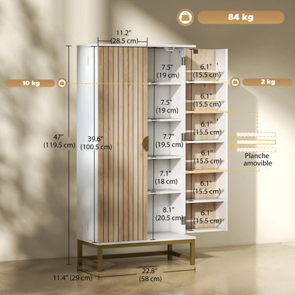 47" Kitchen Pantry Cabinet, Freestanding Storage with Adjustable Shelves, White Kitchen Pantry Cabinets at Gallery Canada
