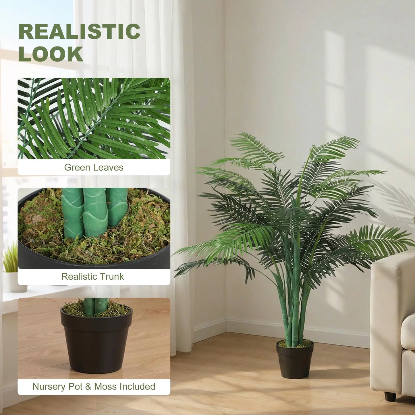 4FT Artificial Palm Tree Set Of 2, Faux Tropical Plant In Pot, Green Artificial Trees at Gallery Canada